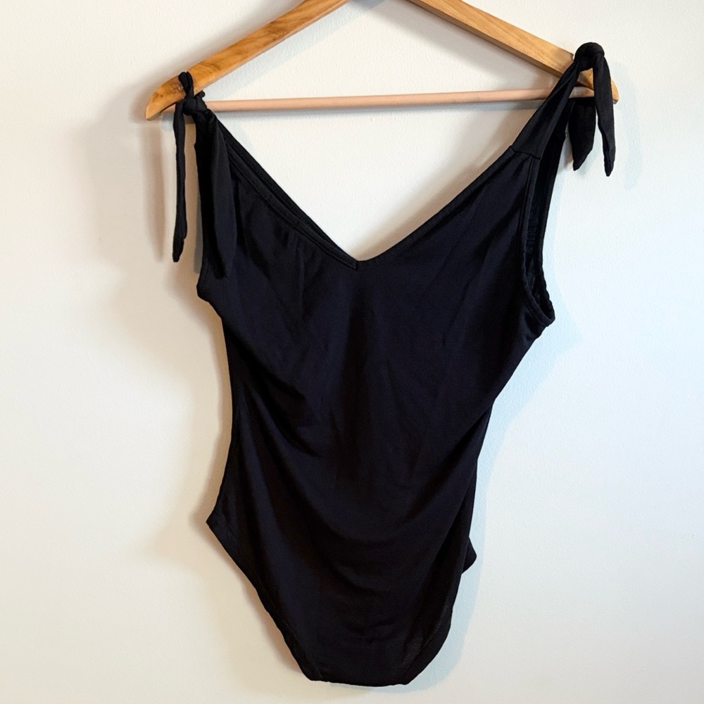 Nasty Gal Black Tie-Shoulder Body Suit